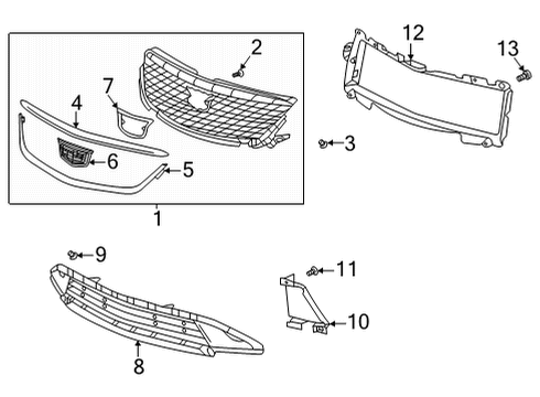 2022 Cadillac CT4 Grille & Components Diagram 2 - Thumbnail