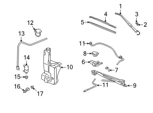 2000 Chevy Suburban 1500 Wiper & Washer Components Diagram 2 - Thumbnail