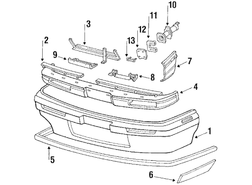 1987 Buick LeSabre Front Bumper Cover Diagram for 25537445