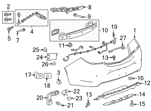 2014 Buick Regal Rear Bumper Cover *Service Primer Diagram for 22938370