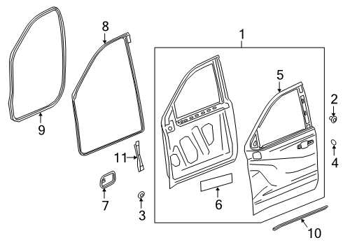 2021 Chevy Silverado 1500 Door & Components Diagram 1 - Thumbnail