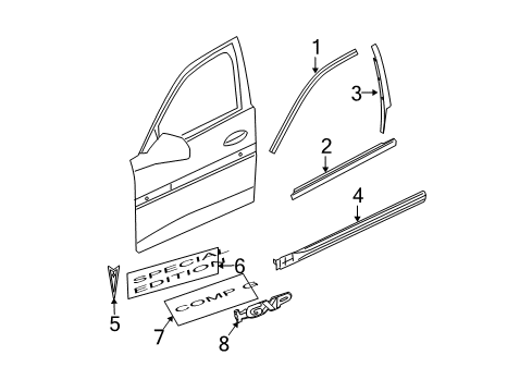 2004 Pontiac Grand Prix Molding Asm,Front Side Door Center Diagram for 19120790