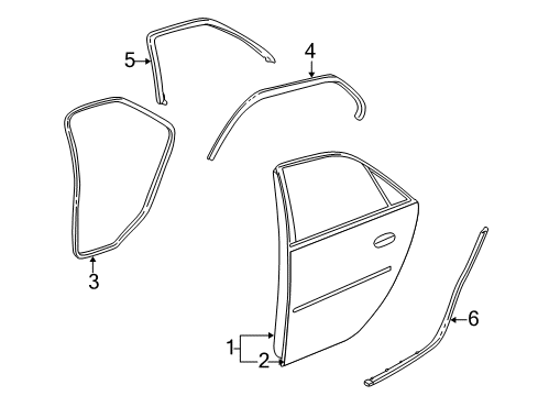 2004 Cadillac CTS Rear Door, Body Diagram