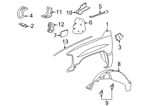 2005 GMC Yukon Fender & Components Diagram