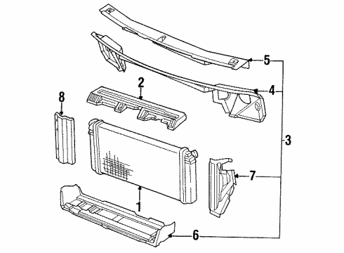 1989 Pontiac Bonneville Radiator & Components Diagram