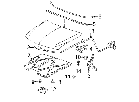 2006 GMC Yukon XL 2500 Hood & Components, Body Diagram