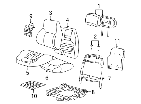 2000 Chevy Impala Pad Asm,Passenger Seat Back Cushion Diagram for 12457070