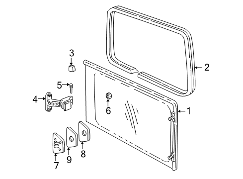 1997 Pontiac Trans Sport Side Loading Door - Glass & Hardware Diagram