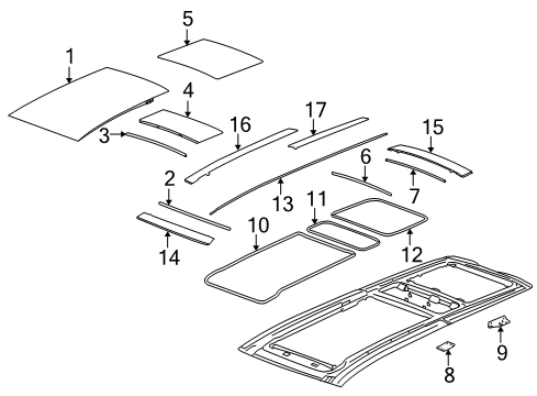 2004 Cadillac SRX Sunroof, Body Diagram 4 - Thumbnail