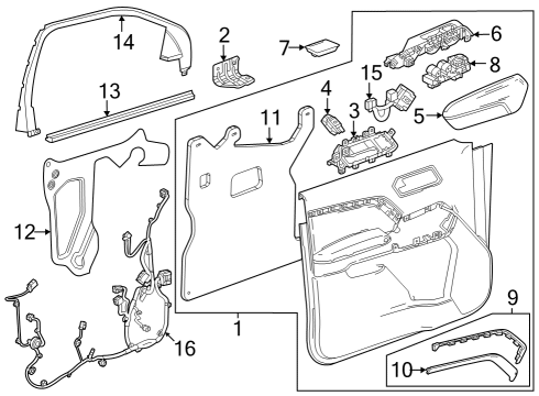 2023 Chevy Colorado TRIM ASM-FRT S/D *ARTEMIS Diagram for 85030713