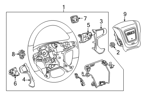 2019 GMC Yukon XL Cover, Steering Wheel Spoke *L Glos Brnshv Diagram for 23134367