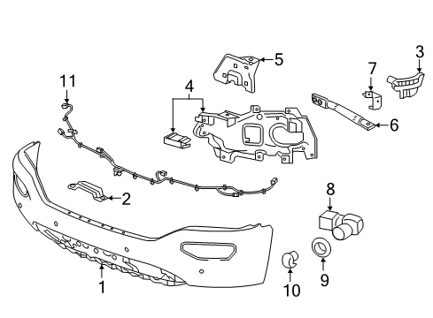 2019 GMC Sierra 1500 Bracket Assembly, Front Bumper Imp Bar Diagram for 23381980