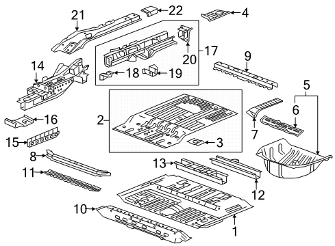 2023 Cadillac XT6 Rear Floor & Rails Diagram