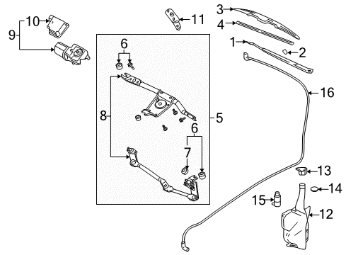 1996 Pontiac Sunfire Wiper & Washer Components Diagram