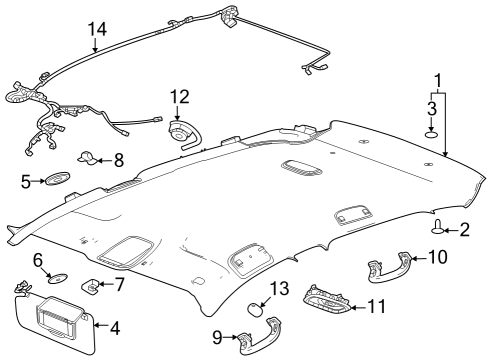 2024 Chevy Trax Interior Trim - Roof Diagram