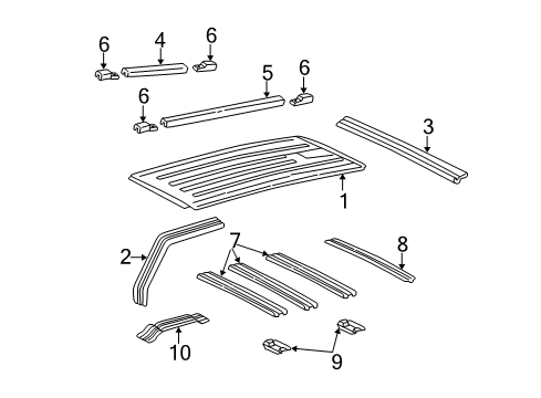 1990 GMC Safari Retainer, Roof Panel Molding Diagram for 15614091