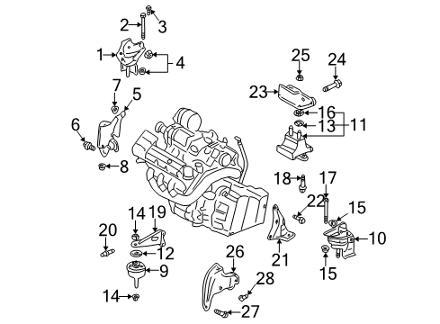 2005 Pontiac Bonneville Mount Assembly, Trans Front Diagram for 25736428