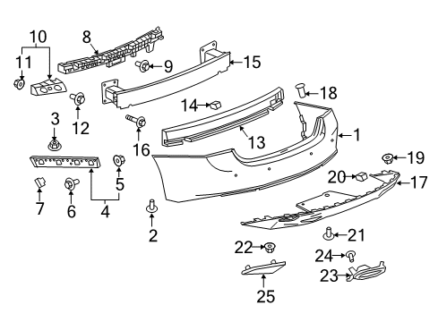 2017 Chevy Malibu Bracket, Rear Bumper Fascia Tail Lamp Opening Diagram for 84137515