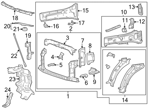 2023 GMC Yukon XL Radiator Support Diagram