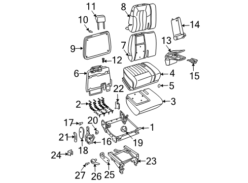 2002 Buick Rendezvous Frame Asm,Rear Seat Cushion LH Diagram for 88895054