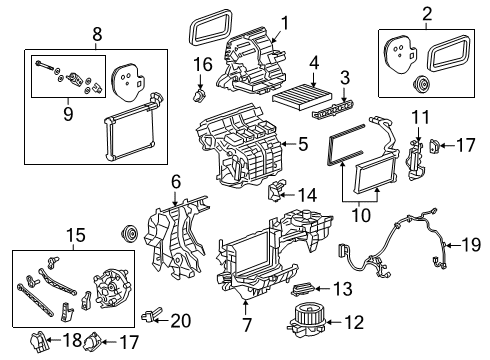 2019 GMC Sierra 1500 Case Assembly, Htr & A/C Evpr Diagram for 84861595