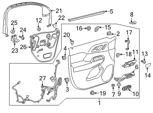 2021 Chevy Traverse Sealing Strip Assembly, Front Side Door Window Inner Diagram for 84291447