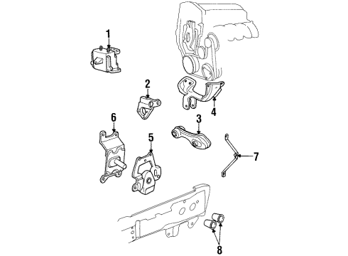 1995 Pontiac Sunfire Bracket, Engine Mount Strut Diagram for 22570102