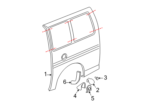 2003 GMC Savana 2500 Side Panel & Components, Exterior Trim Diagram 2 - Thumbnail