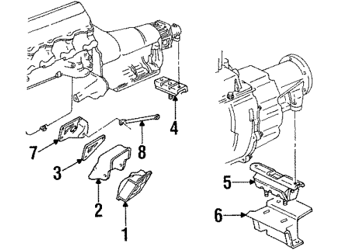 1992 GMC K1500 Engine & Trans Mounting Diagram