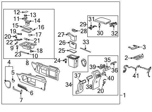 2002 Buick Rendezvous Console Assembly, Front Floor *Sable Diagram for 10328146