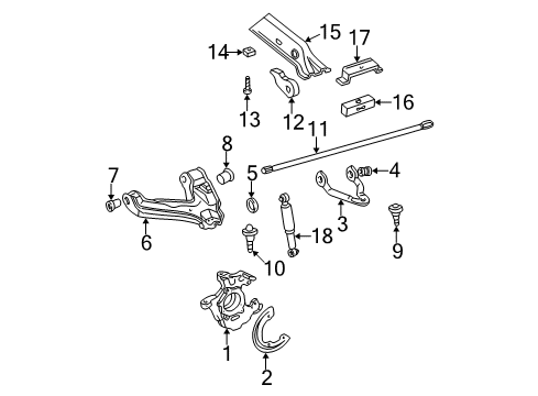 1998 Chevy C2500 Front Suspension Components, Lower Control Arm, Upper Control Arm, Stabilizer Bar Diagram