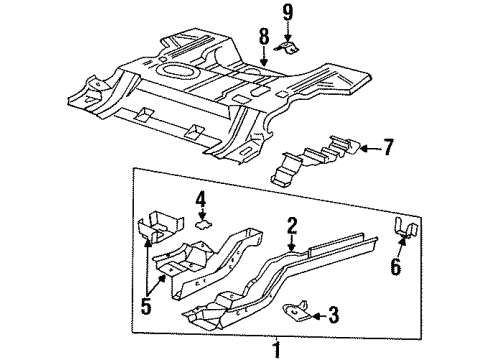 1995 Oldsmobile Aurora Rear Body - Floor & Rails Diagram