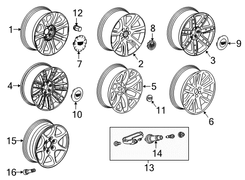 2017 Cadillac Escalade ESV Front & Rear Wheel Trim Cap AsSEMBLY Diagram for 23491795