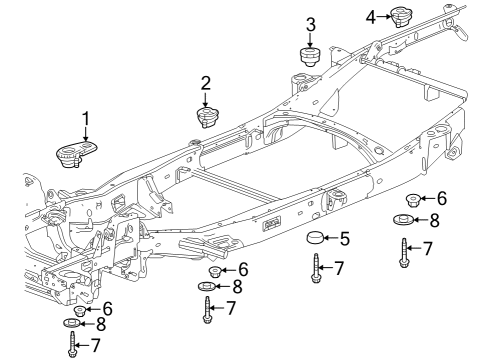 2023 Chevy Colorado CUSHION ASM-BODY MT UPR LOC #3 *BLUE Diagram for 86784659