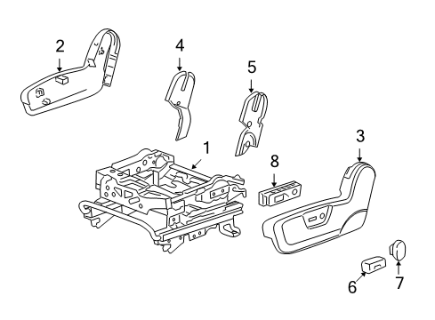 2009 Saturn Vue Cover Asm,Driver Seat Inner Adjuster Finish *Ebony Diagram for 96839648