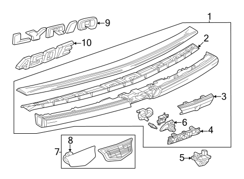 2023 Cadillac LYRIQ PLATE ASM-L/GATE VEH NA *CHROME M Diagram for 84886507