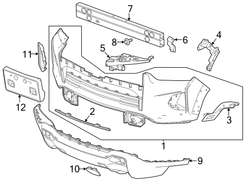 2023 Chevy Colorado BRACKET-FRT BPR FASCIA LWR Diagram for 86819893