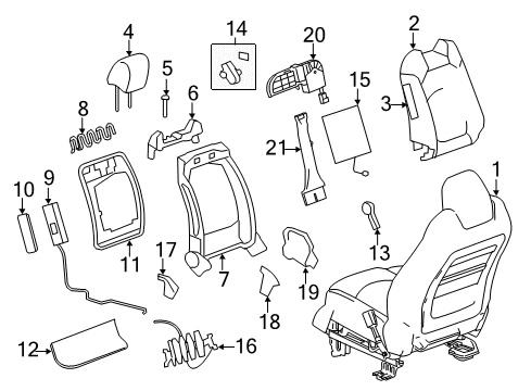 2009 GMC Acadia Lever Assembly, Passenger Seat Lumbar Support Actuator *Brick Diagram for 15900289