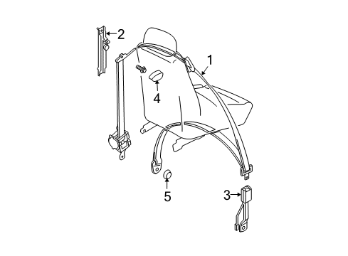 2011 Chevy Aveo Buckle Assembly, Rear Seat Belt Beige Diagram for 96870620