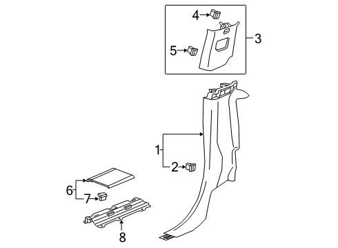 2021 GMC Sierra 1500 Molding Assembly, Body L/Plr Garn *Black Diagram for 84640151