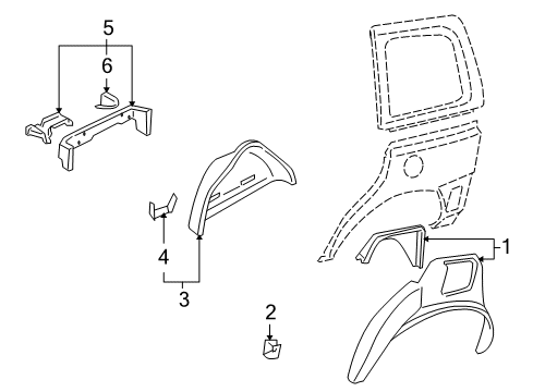 2005 Buick Terraza Inner Structure - Side Panel Diagram