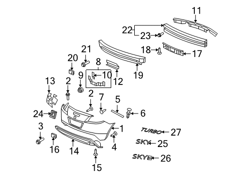 2007 Saturn Sky Reinforcement Assembly, Rear Bumper Fascia Lower Diagram for 15889708