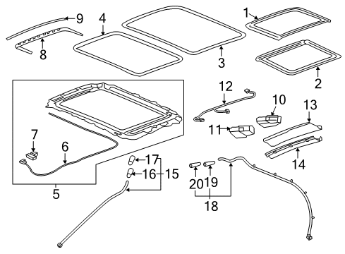 2020 Cadillac XT5 Sunroof, Body Diagram