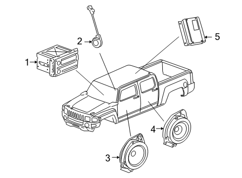 2010 Hummer H3T Speaker Assembly, Radio Rear Side Door Diagram for 93357473