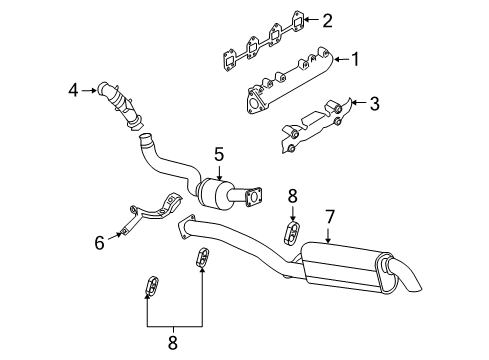 2004 GMC Sierra 2500 HD Muffler Assembly, Exhaust (W/ Exhaust Pipe & Tail Pipe) Diagram for 15131905