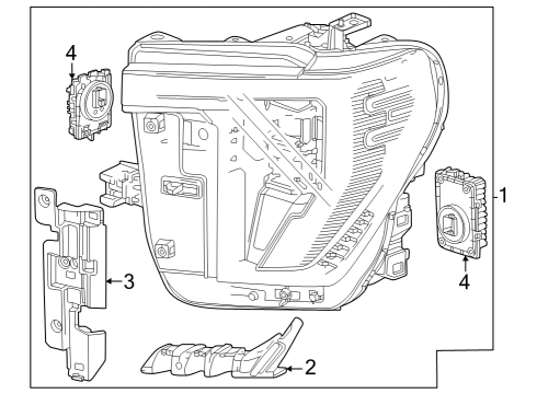 2024 GMC Sierra 3500 HD Headlamp Components Diagram