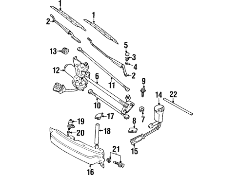 1997 Cadillac Catera Blade,Windshield Wiper Diagram for 9195186