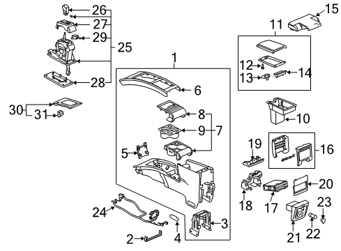 2004 Cadillac SRX Front Console Diagram 1 - Thumbnail