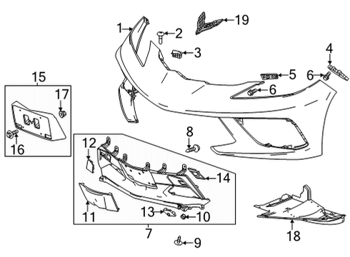 2022 Chevy Corvette Attachment Pkg, Front Lic Brkt Diagram for 84793983