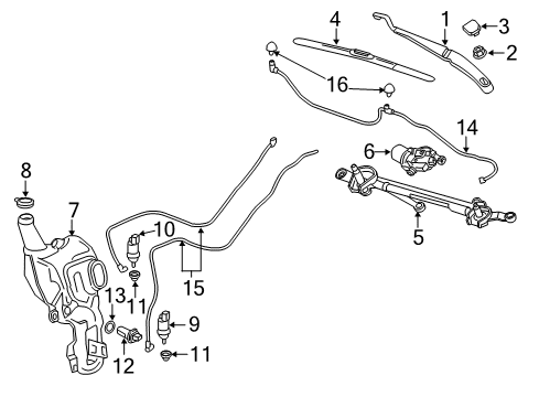 2019 Buick Enclave Windshield - Wiper & Washer Components Diagram